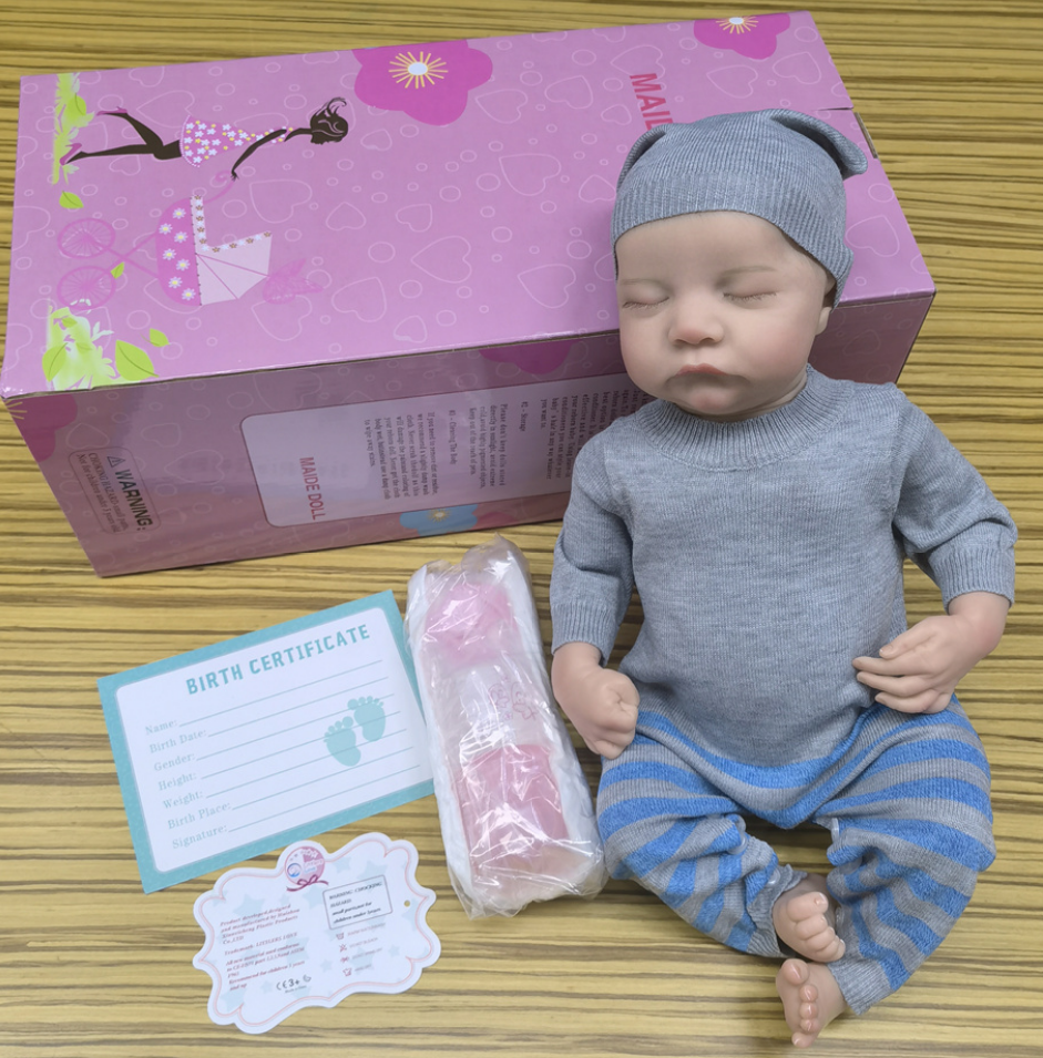  Bonecas Reborn - 18 polegadas realistas, boneca da vida real, bebê menino com kit de alimentação, caixa de presente para crianças de 3 anos ou mais